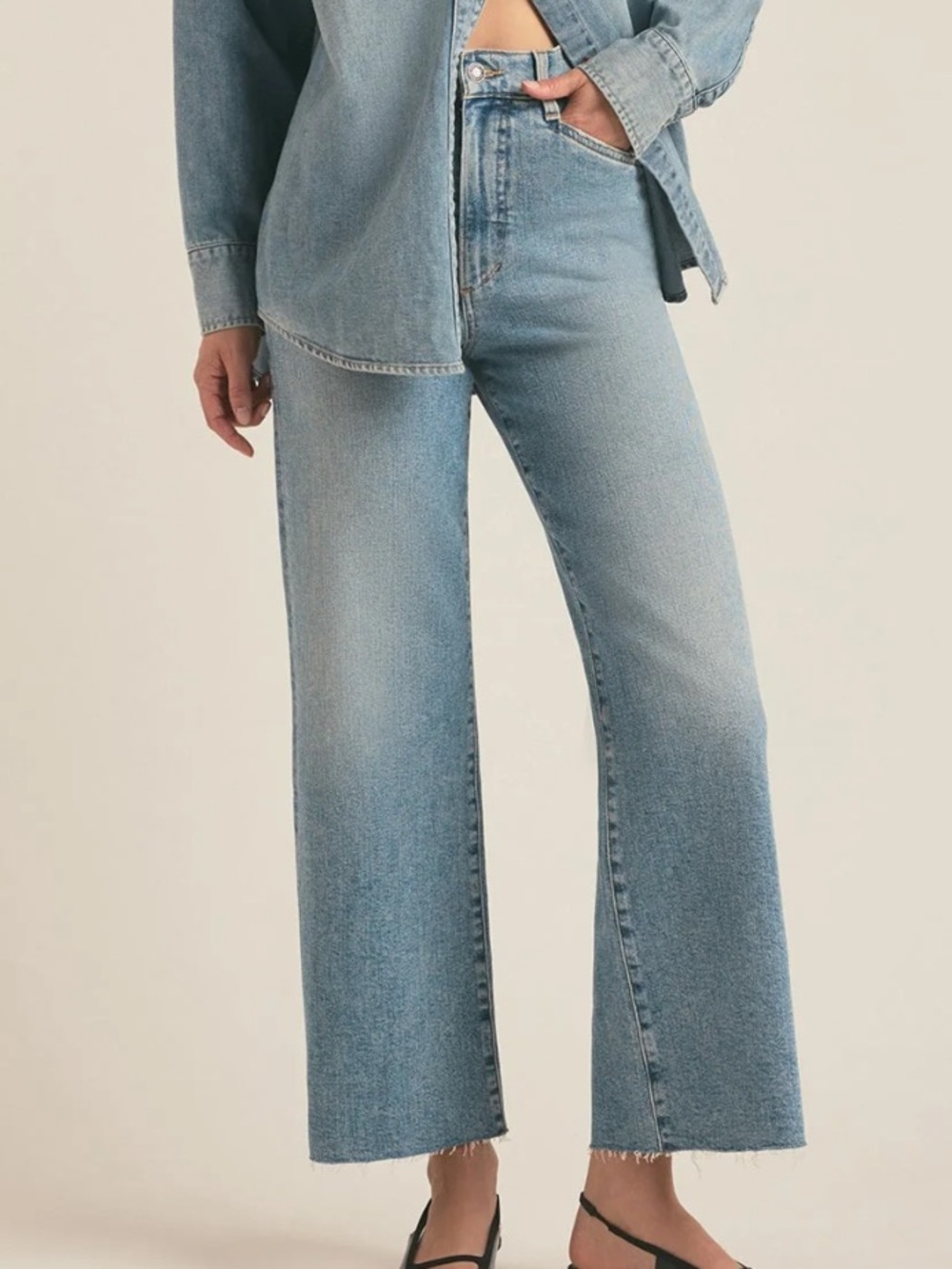 Favorite Daughter The Mischa Raw Hem Super High Waist Wide Leg Jeans